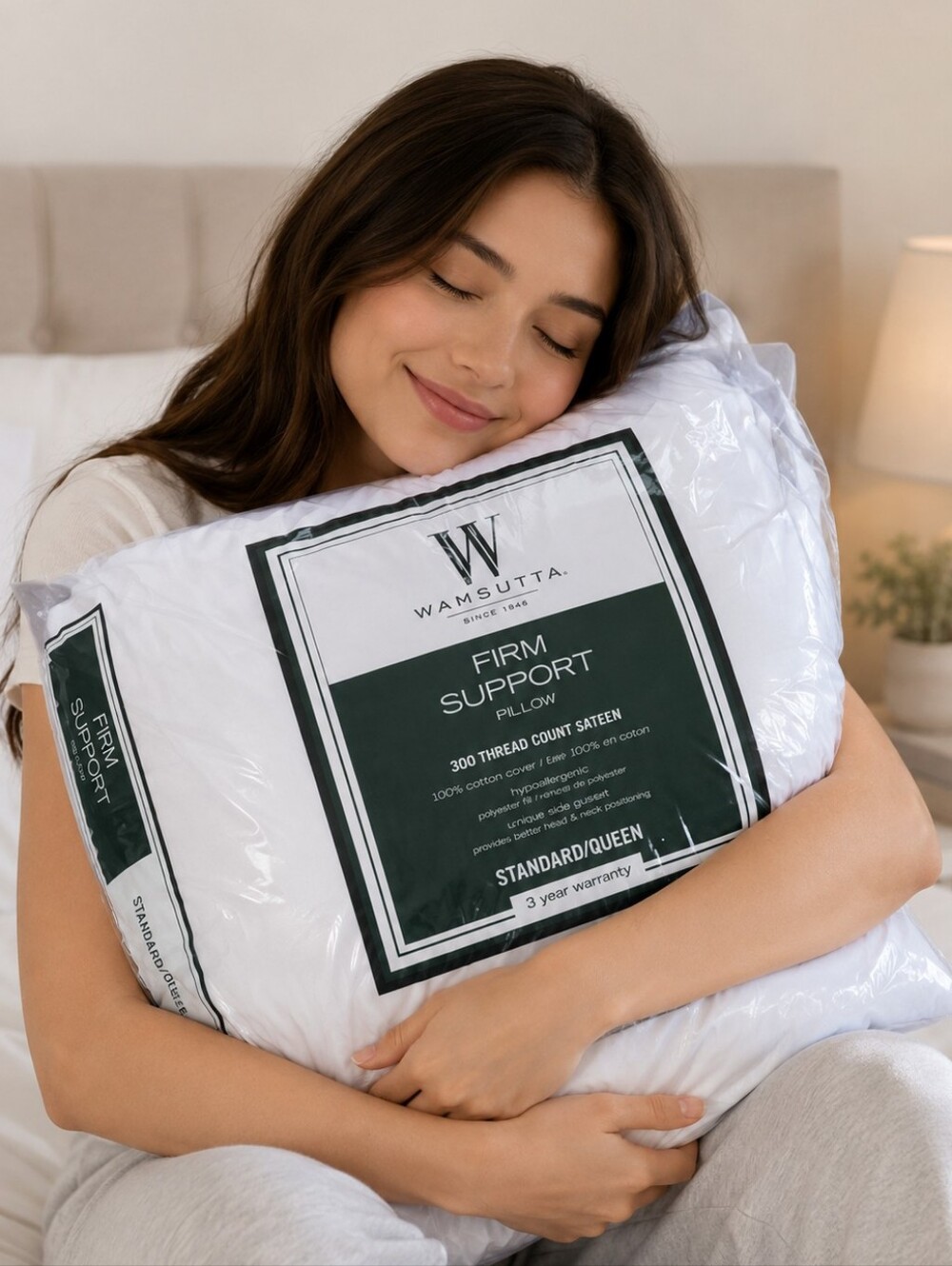 Brand New Wamsutta Firm Support 300 Thread Count Sateen Standard/Queen Pillow.